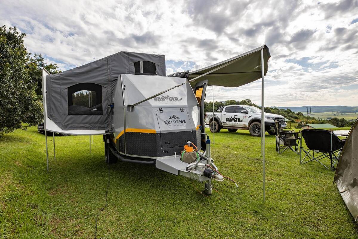 Tent for shop caravan